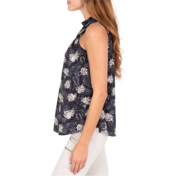 Joie Black and White Leaf Print Sleeveless Smocked Yoke Top | Size XXL - Picture 2 of 10